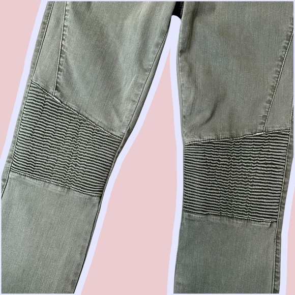 Pistola ‘Audrey’ Moto Style Ribbed-Knee Skinny Jeans in “Eden” Olive Green Sz 27 - Picture 7 of 14